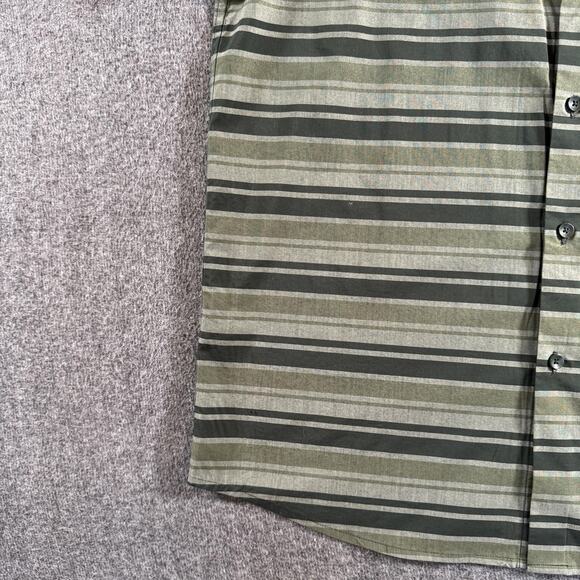 Arc'teryx Brohm Striped Shirt Mens Large Green Gray Short Sleeve Button Up Logo - Picture 10 of 12